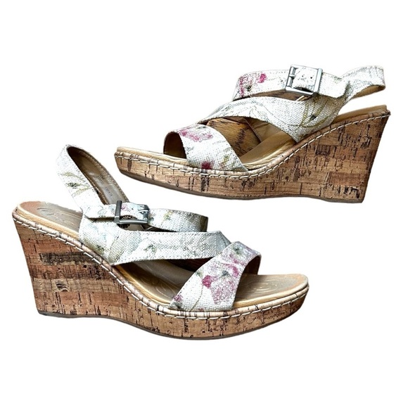 b.o.c Born Concept Schirra Jute Floral Print Platform Wedge Sandals - Picture 3 of 11